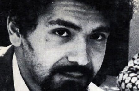 Black and white close-up portrait of American poet, Sotère Torregian