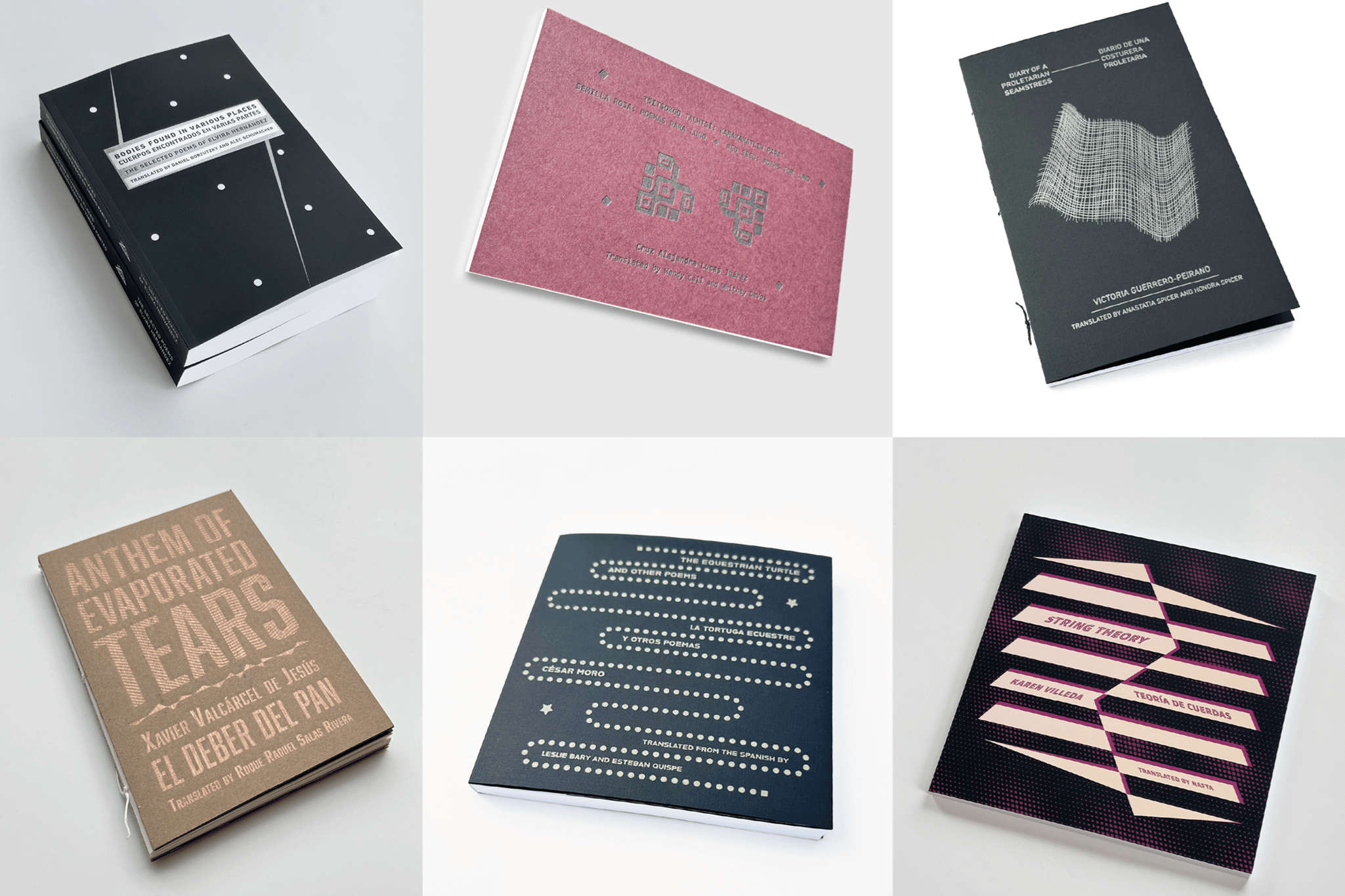 Six poetry books arranged in a grid