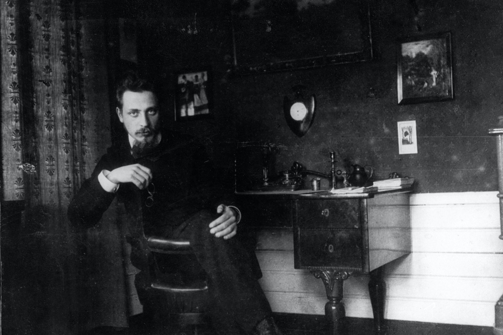 Rainer Maria Rilke in his study, circa 1905. Private Collection. Artist Anonymous.